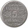 Монета. Тунис. 5 франков 1934 год.