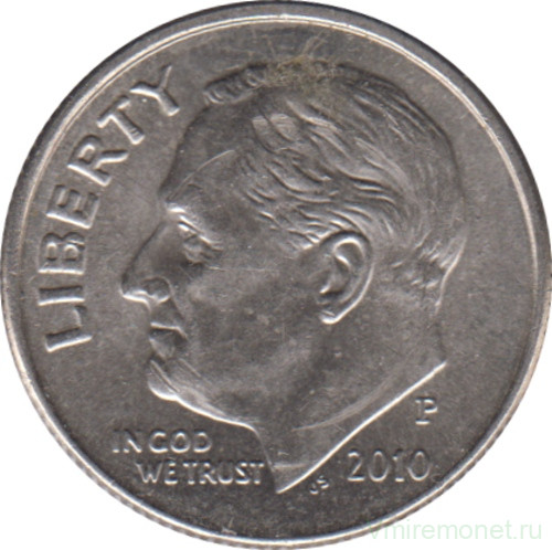 Монета. США. 10 центов 2010 год. Монетный двор P.