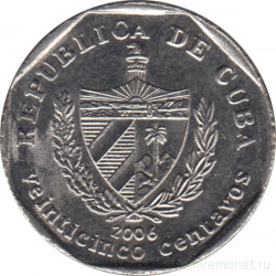 Монета. Куба. 25 сентаво 2006 год (конвертируемый песо).