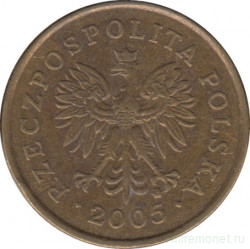 Монета. Польша. 5 грошей 2005 год.