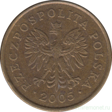 Монета. Польша. 5 грошей 2005 год.