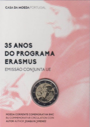 Монета. Португалия. 2 евро 2022 год. 35 лет программе Эразмус. Коинкарта.
