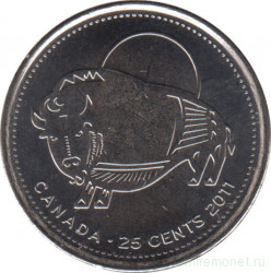 Монета. Канада. 25 центов 2011 год. Природа Канады - Бизон.