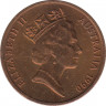 Монета. Австралия. 2 цента 1990 год. ав.