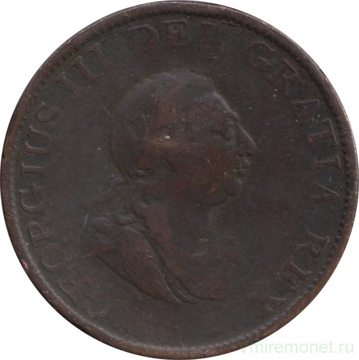 Монета. Великобритания. 1/2 пенни 1799 год.