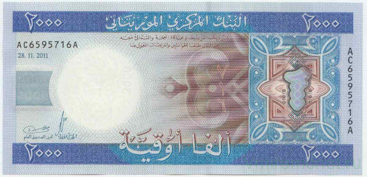 Банкнота. Мавритания. 2000 угий 2011 год. Тип 20.