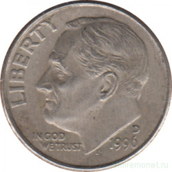 Монета. США. 10 центов 1996 год. Монетный двор D.