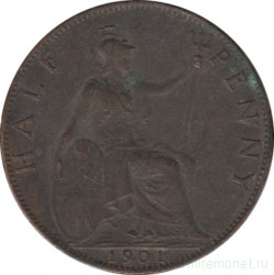Монета. Великобритания. 1/2 пенни 1901 год.
