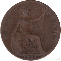 Монета. Великобритания. 1/2 пенни 1901 год.