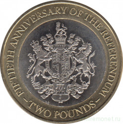 Монета. Гибралтар. 2 фунта 2017 год. 50 лет референдуму.