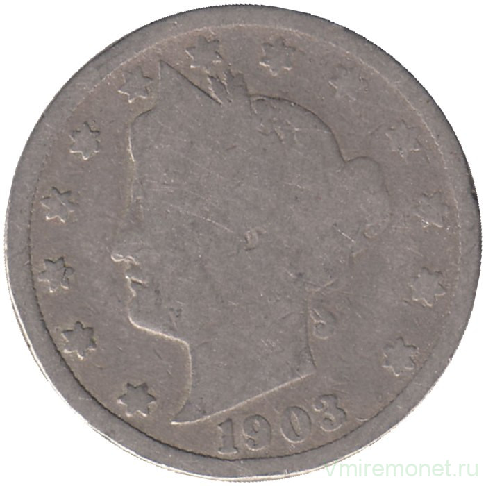 Монета. США. 5 центов 1903 год.