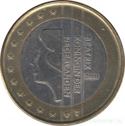 Монета. Нидерланды. 1 евро 2001 год.