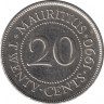 Монета. Маврикий. 20 центов 1990 год. ав.