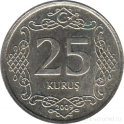 Монета. Турция. 25 курушей 2009 год.