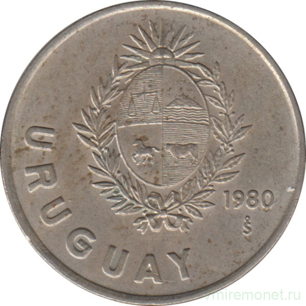 Монета. Уругвай. 1 песо 1980 год.
