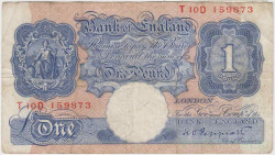 Банкнота. Великобритания. 1 фунт 1940 - 1948 год. Тип 367.