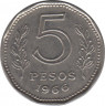 Монета. Аргентина. 5 песо 1966 год. ав.