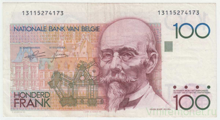 Банкнота. Бельгия. 100 франков 1982 - 1994 год. Тип 142а (5).