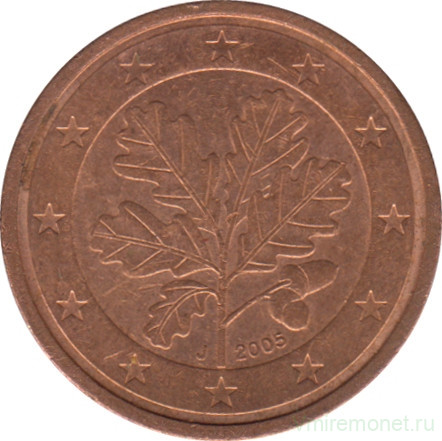 Монета. Германия. 2 цента 2005 год. (J).