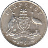 Монета. Австралия. 6 пенсов 1962 год. ав.