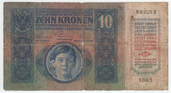 Банкнота. Австро-Венгрия. 10 крон 1915 год. Без надпечатки. Тип 19.
