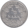 Монета. Германия. Германская империя. 1/2 марки 1906 год. Монетный двор - Берлин (А). ав.