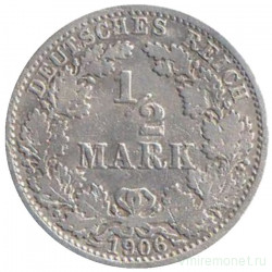 Монета. Германская империя. 1/2 марки 1906 год. (А).