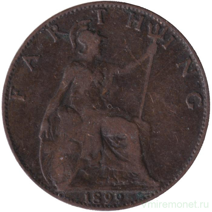 Монета. Великобритания. 1 фартинг 1899 год.