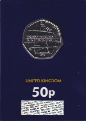 Монета. Великобритания. 50 пенсов 2026 год. 50 лет со дня первого коммерческого полета Конкорда. В блистере.