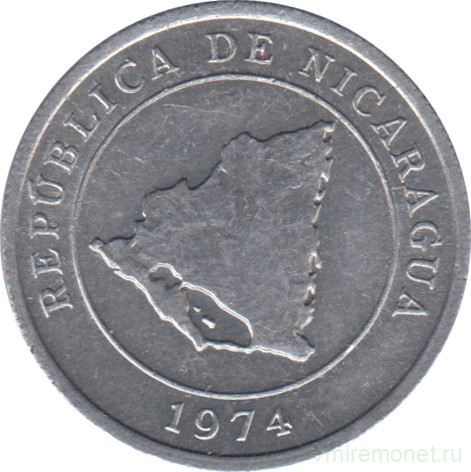 Монета. Никарагуа. 10 сентаво 1974 год.