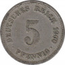 Монета. Германия (Германская империя 1871-1922). 5 пфеннигов 1900 год. (А). ав.