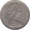  Монета. Великобритания. 5 пенсов 1969 год. ав.