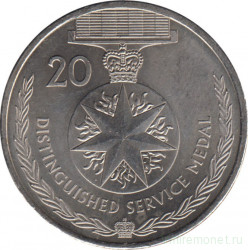 Монета. Австралия. 20 центов 2017 год. Легенды АНЗАК. Медали почета. Медаль австралийской службы 1945-1975.