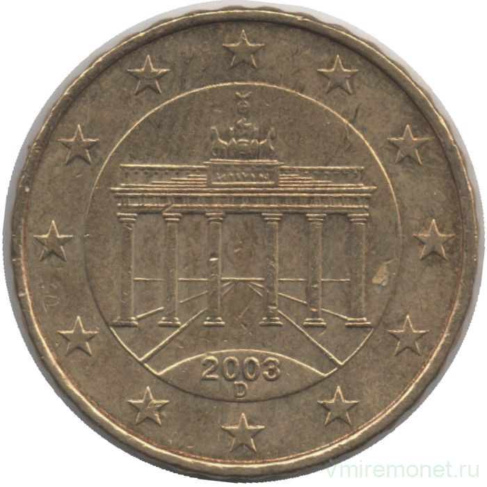 Монета. Германия. 10 центов 2003 год. (D).