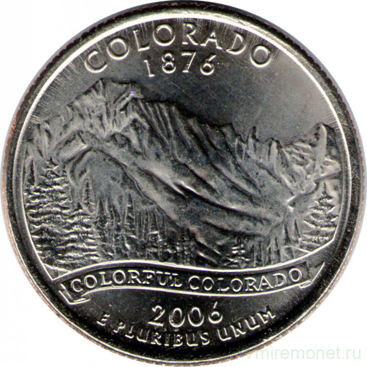 Монета. США. 25 центов 2006 год. Штат № 38 Колорадо. Монетный двор P.