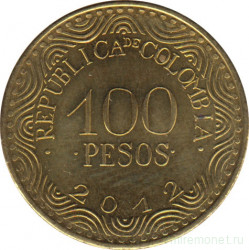 Монета. Колумбия. 100 песо 2012 год. Новый тип.