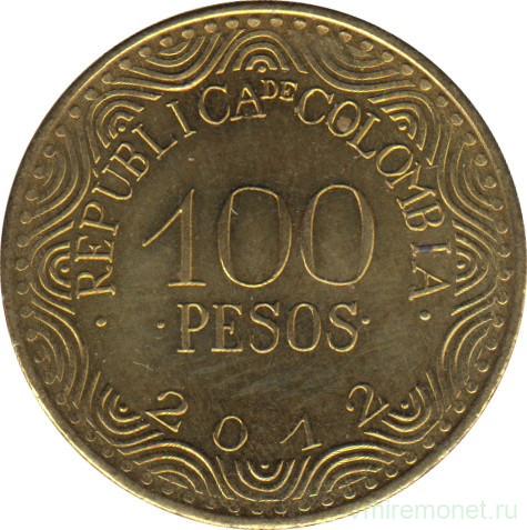Монета. Колумбия. 100 песо 2012 год. Новый тип.