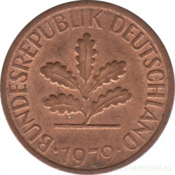 Монета. ФРГ. 1 пфенниг 1979 год. Монетный двор - Гамбург (J).
