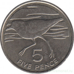 Монета. Острова Святой Елены и Вознесения. 5 новых пенсов 1991 год.