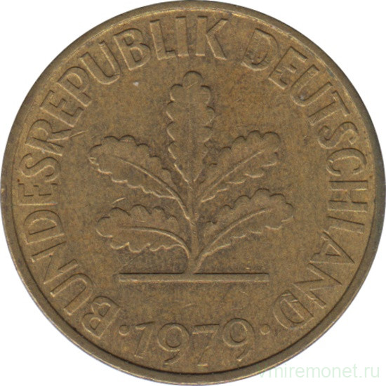 Монета. ФРГ. 10 пфеннигов 1979 год. Монетный двор - Мюнхен (D).