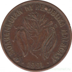 Монета. Мадагаскар. 10 франков 1991 год.