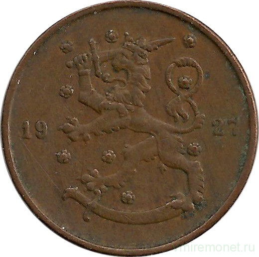 Монета. Финляндия. 10 пенни 1927 год.   