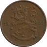 Аверс. Монета. Финляндия. 10 пенни 1927 год.