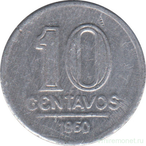Монета. Бразилия. 10 сентаво 1960 год.