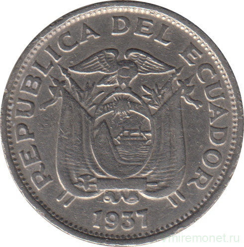 Монета. Эквадор. 20 сентаво 1937 год.