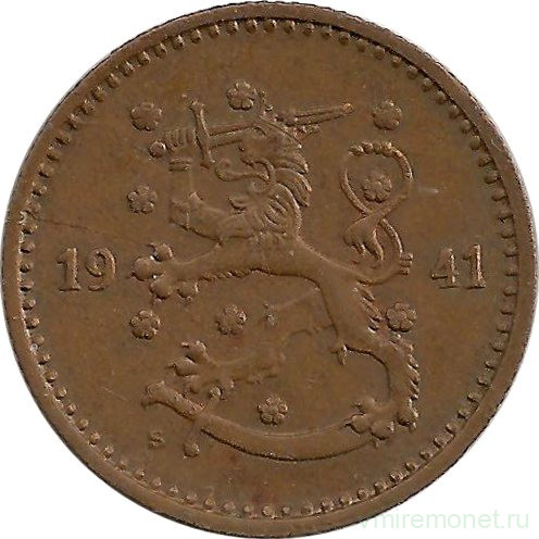 Монета. Финляндия. 1 марка 1941 год. 
