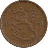 Аверс.Монета. Финляндия. 1 марка 1941 год.