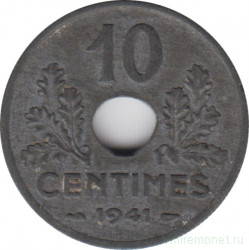 Монета. Франция. 10 сантимов 1941 год. Правительство Виши.