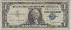 Банкнота. США. 1 доллар 1957 год. Синяя печать. А. Тип 419а.