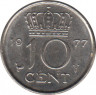 Монета. Нидерланды. 10 центов 1977 год. ав.